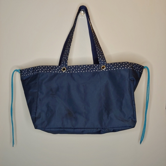 Thirty One Navy Dancing Dot Life is Lovely Soft Utility Tote bag NWT - Picture 3 of 14